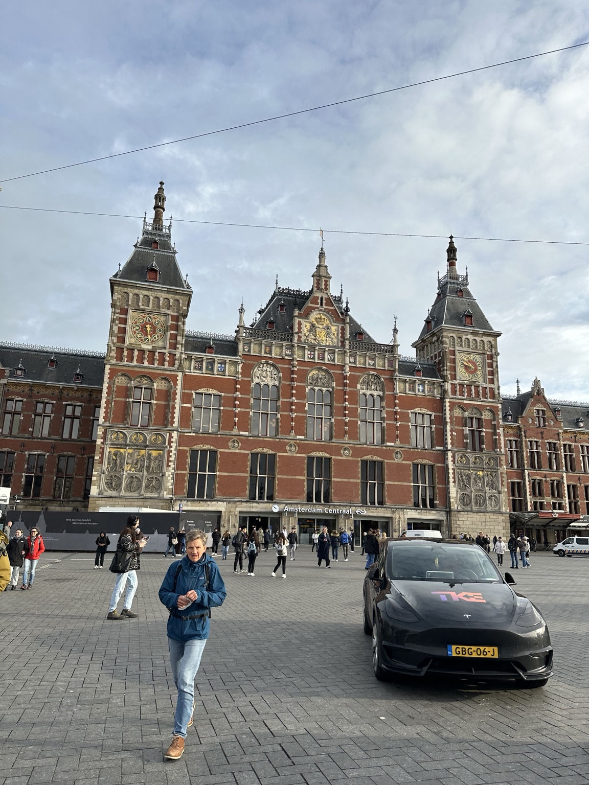 The brick facade of Amsterdam Centraal station