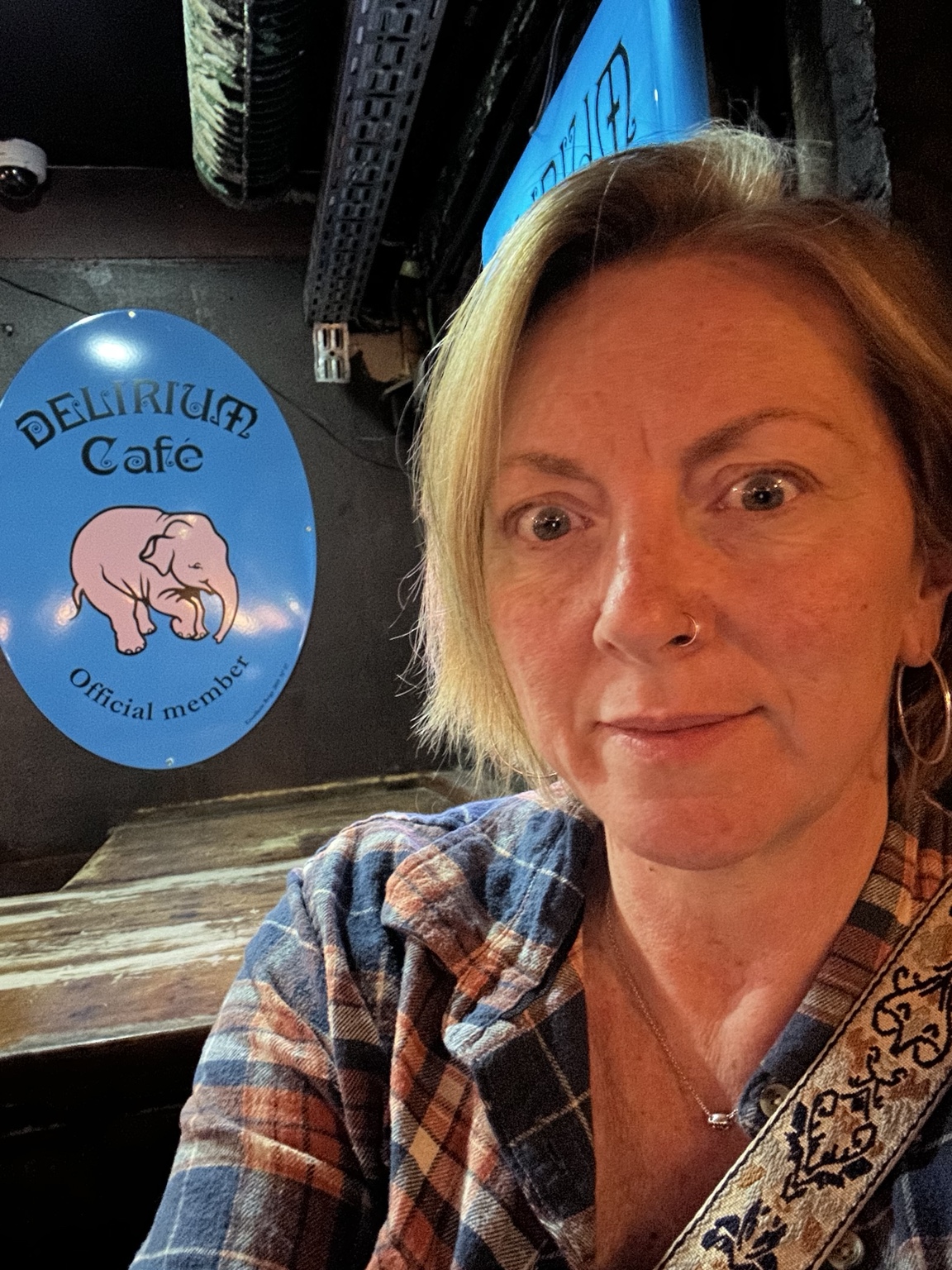 Jamie at Delirium Café in Brussels