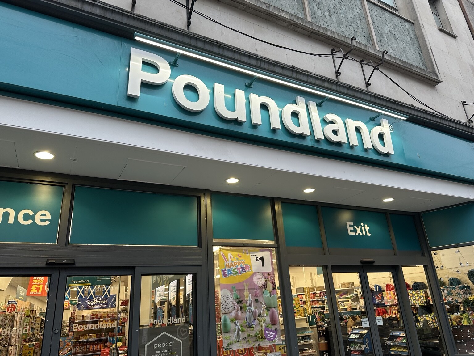 The storefront sign for Poundland